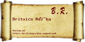 Britvics Réka névjegykártya